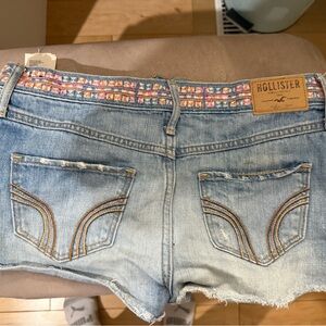 Hollister Blue Denim Shorts with Patterned Waistband